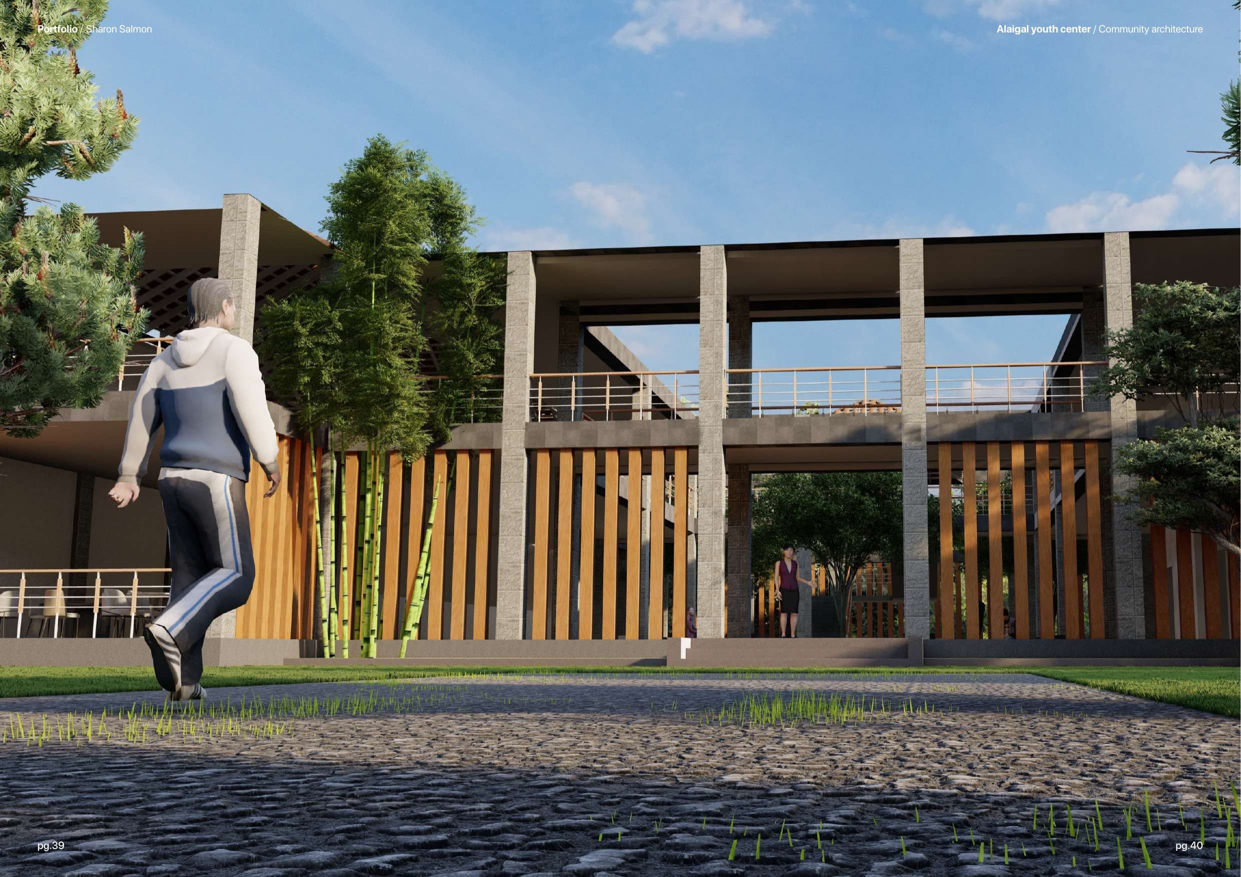 Community centre, exterior perspective render